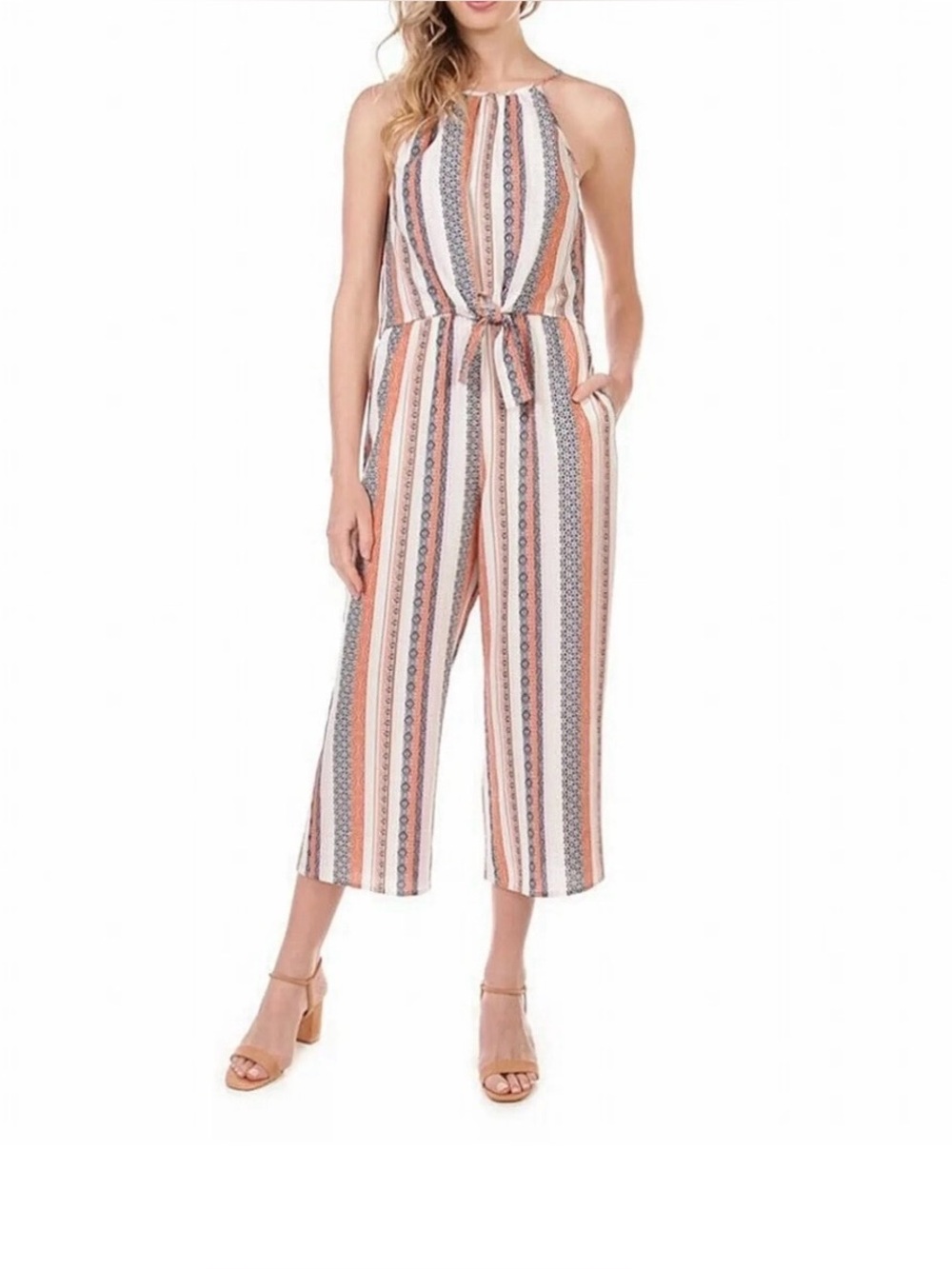 Speechless Striped Sleeveless Striped Multicolor Jumpsuit